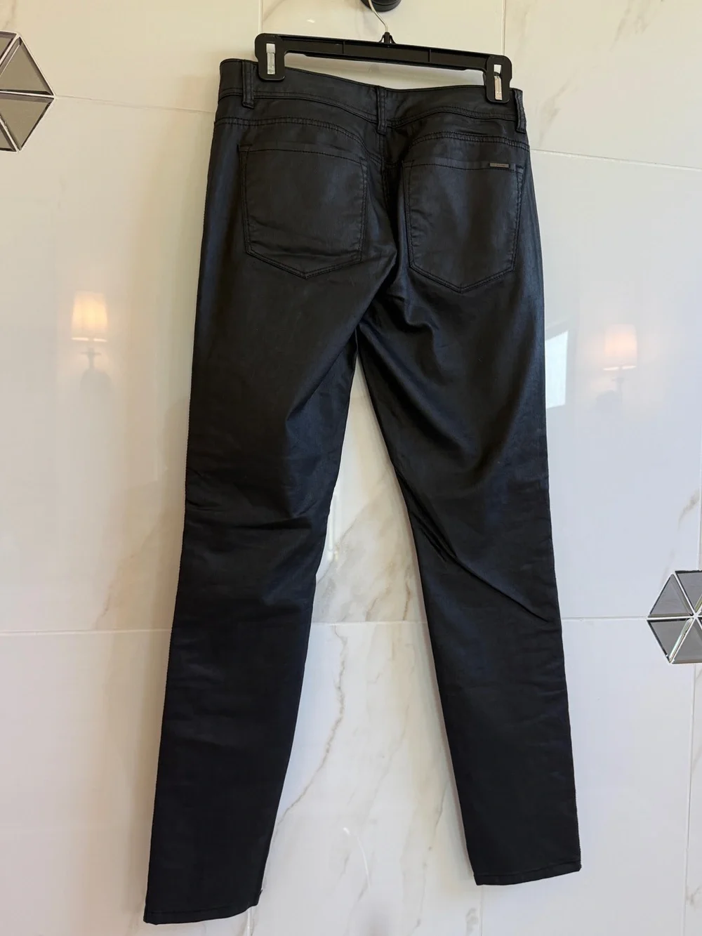 NWT Cache Black Coated Lace Up Pants Size 6 Moto Pant Harley Concert Edgy - Picture 8 of 8